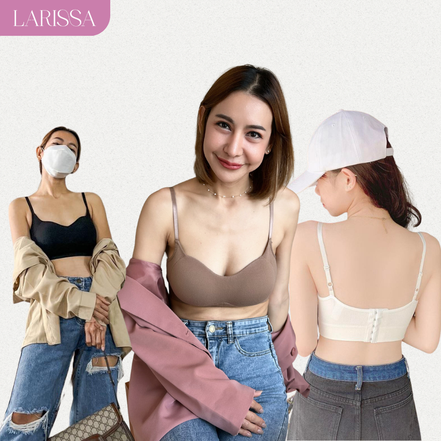 LARISSA BUTTER BRA-ครอปบรา บราไร้โครง แบบตะขอ ผ้านุ่ม ใส่สบาย มีทรงสวย ฟรีไซส์ มี 3 ขนาด ราคา ถูกที่สุด ดีลบีเคเค