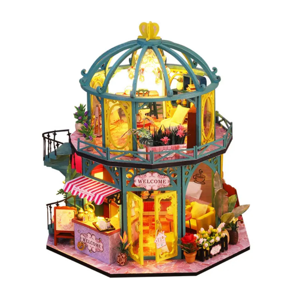 พร้อมส่ง โมเดลมีฝาครอบกันฝุ่น รุ่นES005 Flowers and Coffee และ รุ่นES006 Cake and Coffee โมเดลไม้จิ๋