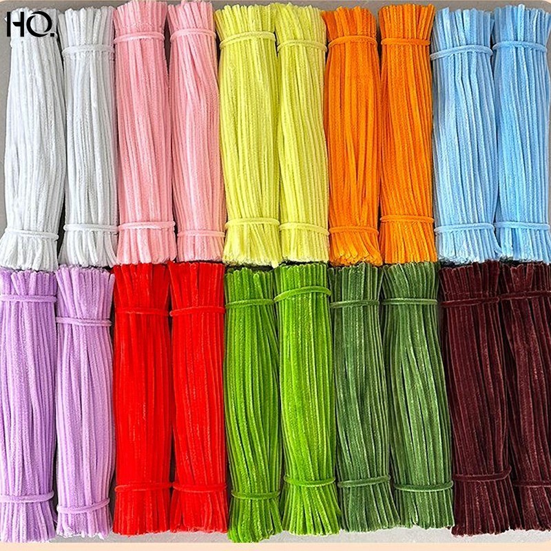 100pcs ลวดกำมะหยี่ DIY แยกสี ขนนุ่มฟู หนา 8mm สีสันสดใส ดัดง่าย สร้างสรรค์งานประดิษฐ์ต่างๆ