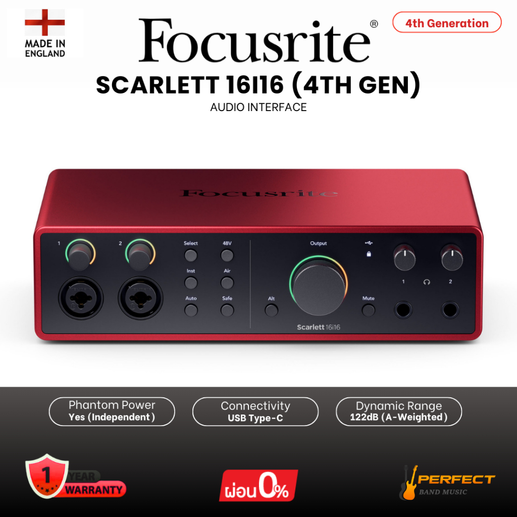 ออดิโออินเตอร์เฟส Focusrite Scarlett 16i16 (4th Gen) Audio Interface * กรุณาสอบถามก่อนสั่งซื้อ *