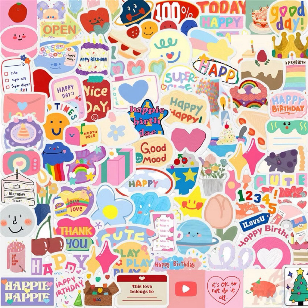 พร้อมส่ง🇹🇭 สติกเกอร์ สติ๊กเกอร์น่ารัก happy birthday สติ๊กเกอร์การ์ตูน