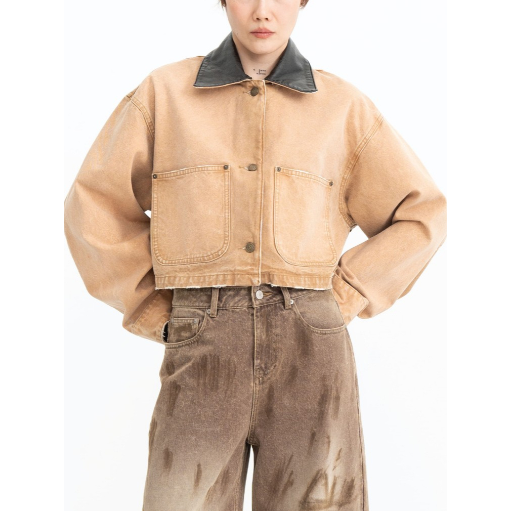 Pania Denim Crop Jacket in Acid wash copper แพนญาเสื้อแจ็คเก็ตทรงครอปสีคอปเปอร์