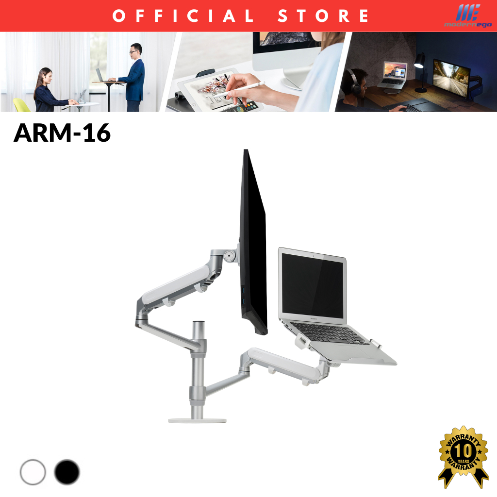 ModernEgo Double 2 in 1 Hybrid Arms for Laptop & Monitor Desk Mount ARM-16