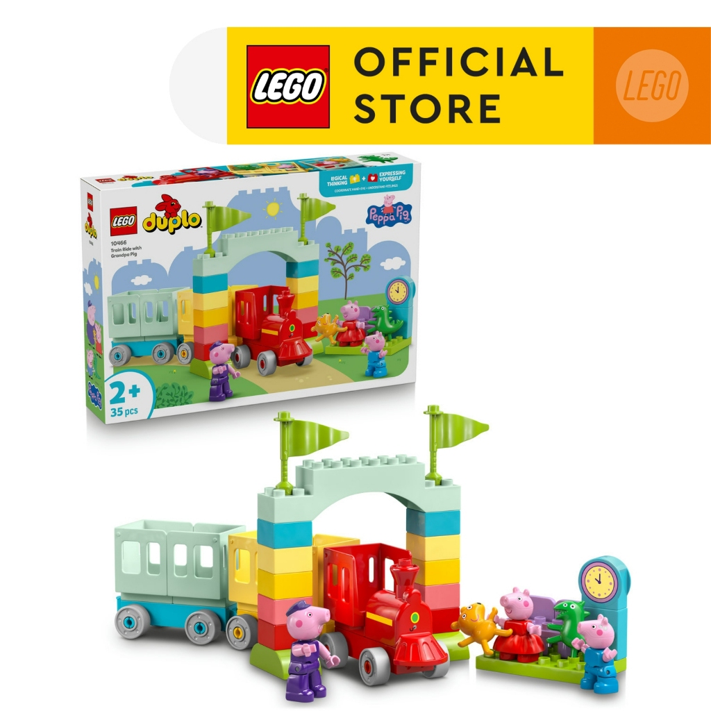 LEGO DUPLO Peppa Pig 10466 Train Ride with Grandpa Pig (35 Pieces), Building Blocks, Kids Toy