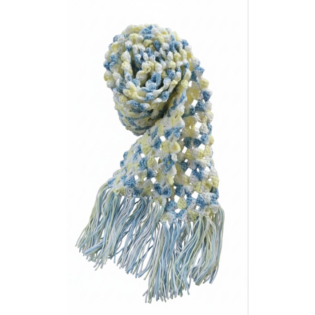 ผ้าพันคอไหมพรม4Plyถักโครเชต์