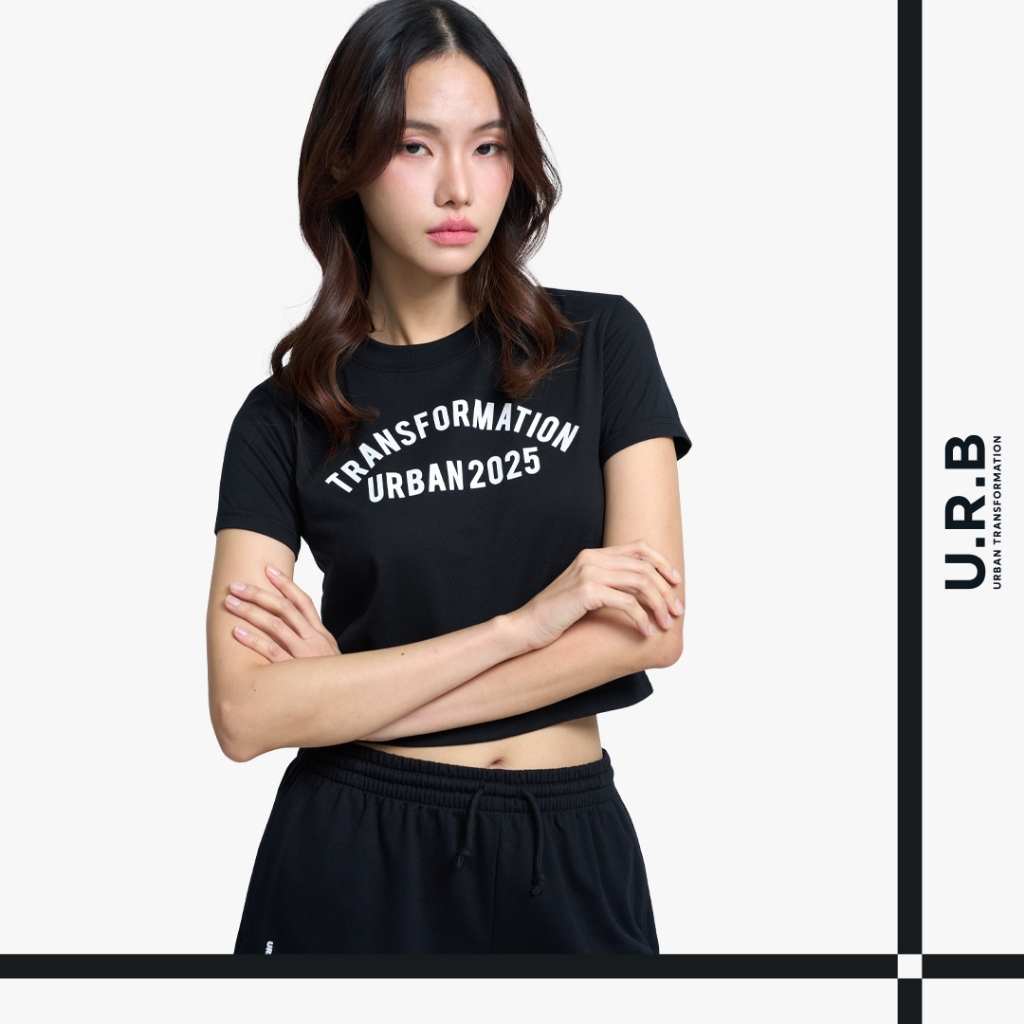 URBAN : WOMEN'S CROPPED TEE เสื้อครอปผู้หญิง ทรงพอดีตัว รุ่น 1UTWT1010 สี Black - แบล็ค