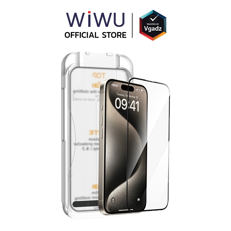 WiWU ฟิล์มกระจกสำหรับ iPhone 17 / Air / 16 Pro / 17 Pro / 17 Pro Max รุ่น Easy install Tempered Glass