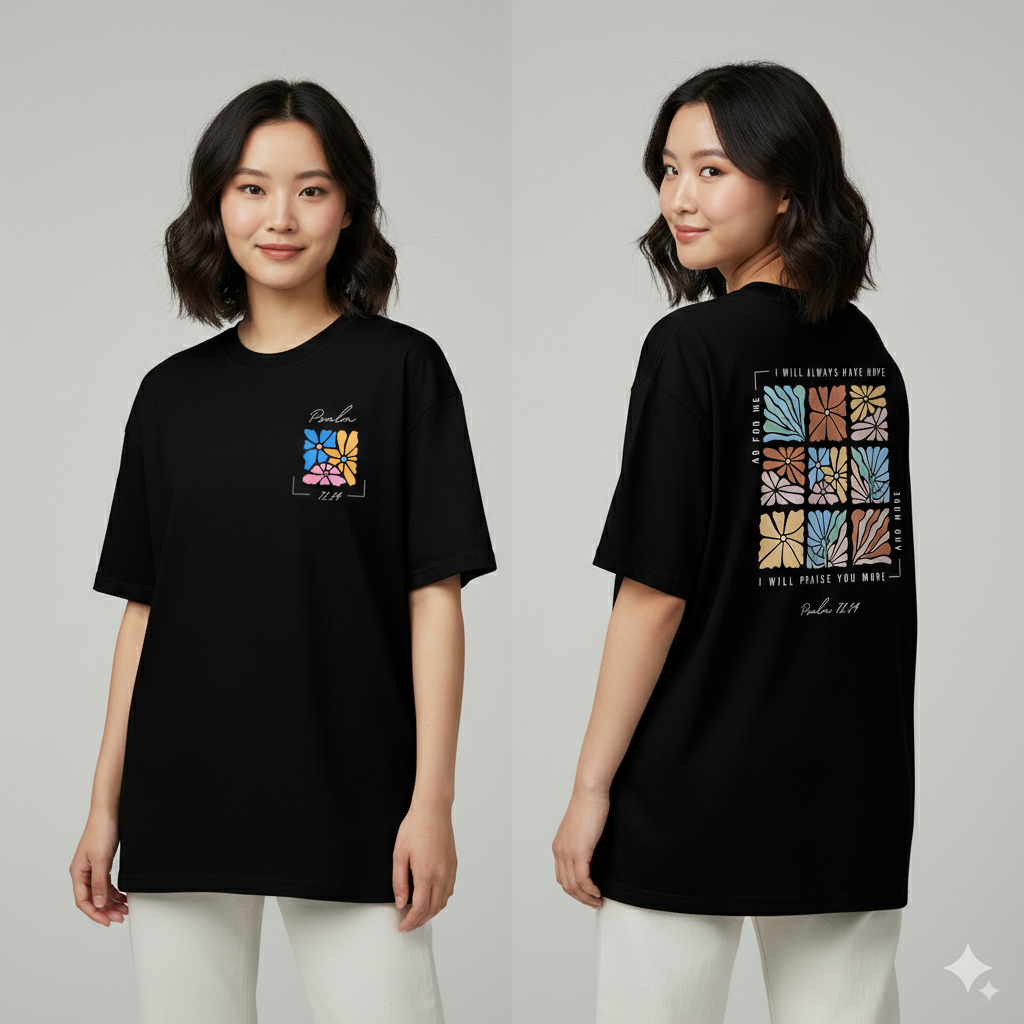 Flowers Psalm Christian XXXL T-Shirt – Floral Bible Verse Faith Tee