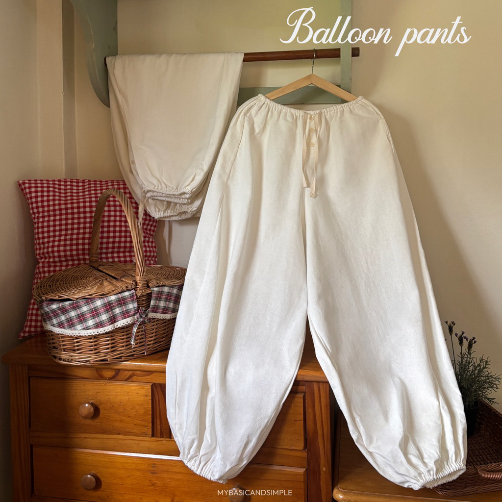 MYBASIC | My Balloon Pants ไม่ต้องใส่ซับใน มีกระเป๋าข้าง รูดเชือกได้ ผลิตมาสีเดียวนะคะ