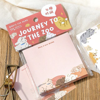 <พร้อมส่ง> กระดาษโน๊ต 100แผ่น 🍎 Cute Note 🧸 ลายการ์ตูน 9ลาย ❌ไม่มีกาว เครื่องเขียน โน๊ต กระดาษจด Memo สัตว์น้อย