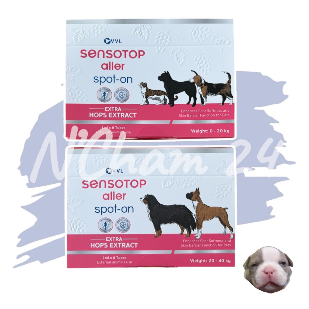 Sensotop aller spot on 1 กล่อง บรรจุ 6 หลอด สำหรับหยดบำรุงผิวหนังของสัตว์เลี้ยง