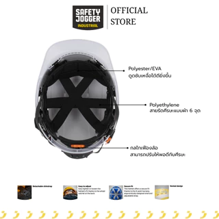 หมวกนิรภัย ปรับหมุน สายรัดคาง 4 จุด SAFETY JOGGER รุ่น AJUSCO CHINSTRAP