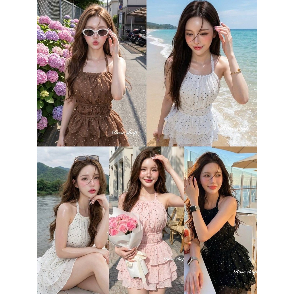 คอลใหม่ฉบับบ สาวเวียดนาม เสื้อคล้องคอผูกหลัง มาคู่กับกระโปรงชั้นระบาย