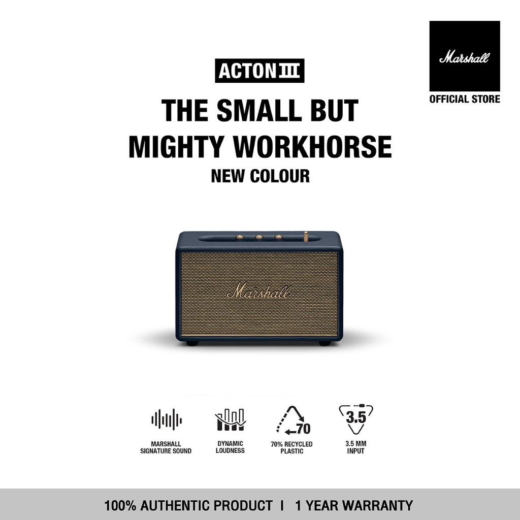 [NEW COLOUR] MARSHALL Acton III Midnight Blue -  รับประกัน 1 ปี + ส่งฟรี - ลำโพงบลูทูธ ลำโพง marshall