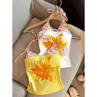 เสื้อสายเดี่ยวพิมพ์ลายดอกไม้ สำหรับผู้หญิง 2 In 1 เซ็กซี่และ…