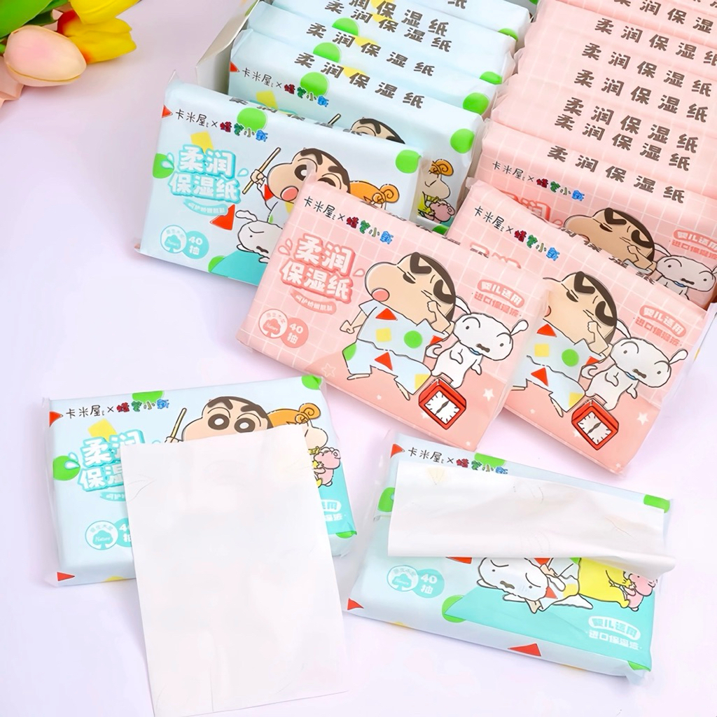 🧻กระดาษทิชชู่แบบพกพา กระดาษเช็ดหน้าไร้กลิ่น ลายชินจัง | จัดส่งทันที 🚛