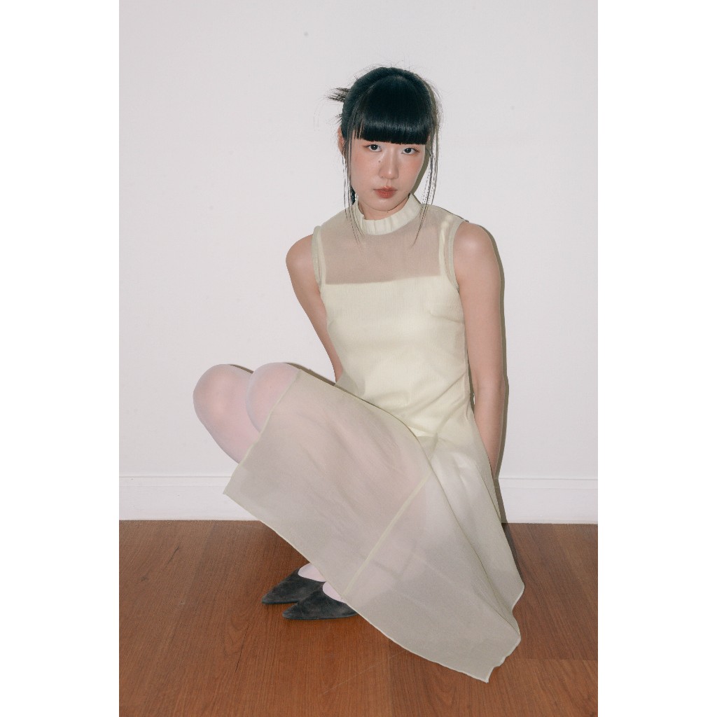 Elle top - Highestjump เสื้อซีทรูคอกลมดีเทลซิปด้านหลัง Mintพรี