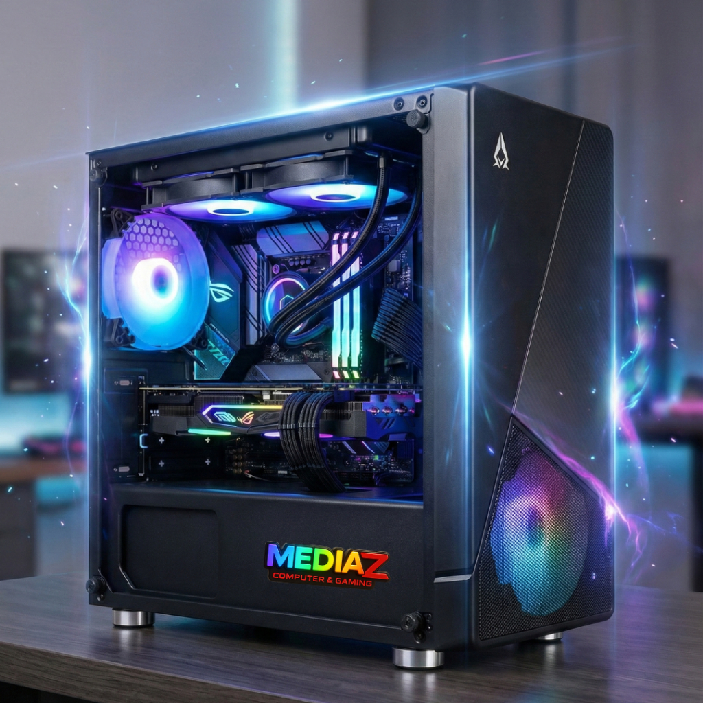ส่งทันที เคส mATX เตี้ยเล็ก ARGB เปลี่ยนสีได้ ฝากระจกนิรภัย Media Z Com Case Noir 130 AZZA Micro