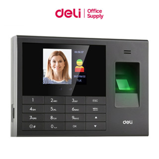 Deli เครื่องสแกนลายนิ้วมือและใบหน้า เครื่องลงเวลา เก็บ 200 ใ…