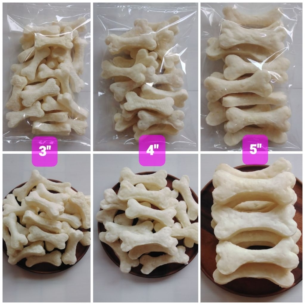 ขนมสุนัข กระดูกกลิ่นนม กระดูกนม 3",4"5" น้ำหนัก500g