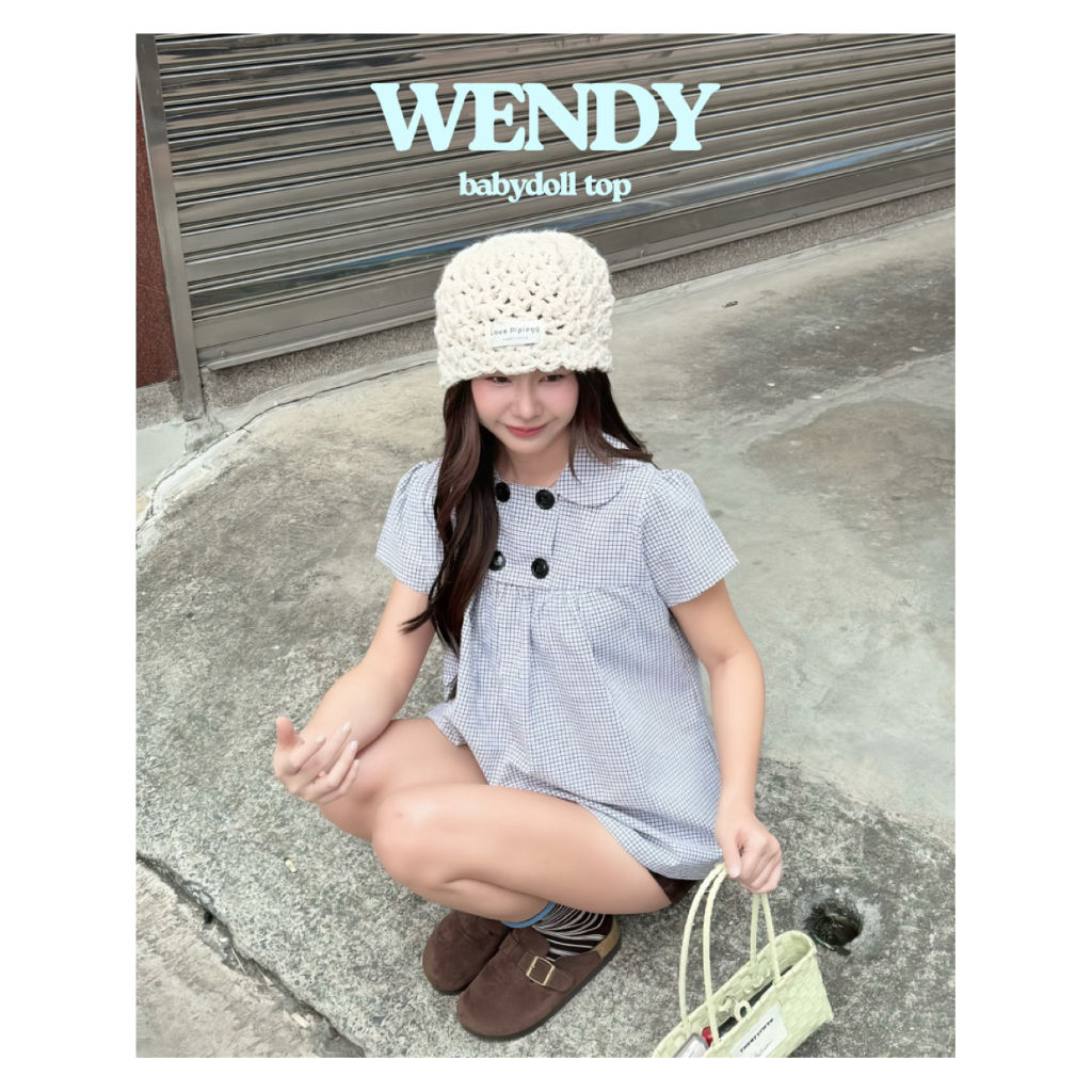 Wendy Babydoll Top เสื้อตัวยาวลายตาราง🖤