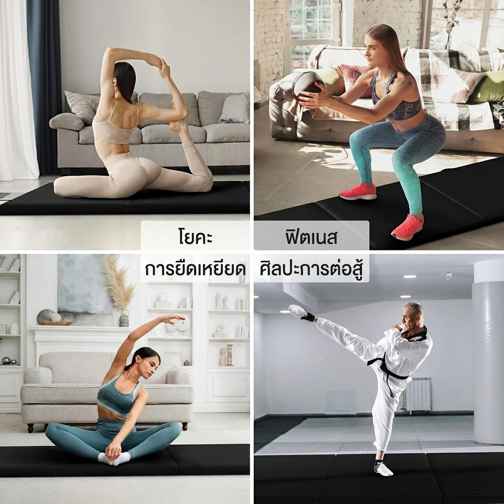 เสื่อโยคะ เบาะออกกำลังกายพับได้ 3 ส่วน เบาะออกกำลังกาย Foldable Exercise Mat เบาะซิทอัพ มีสายหิ้วพกพาสะดวก ความหนา 5 ซม รูปที่ 5