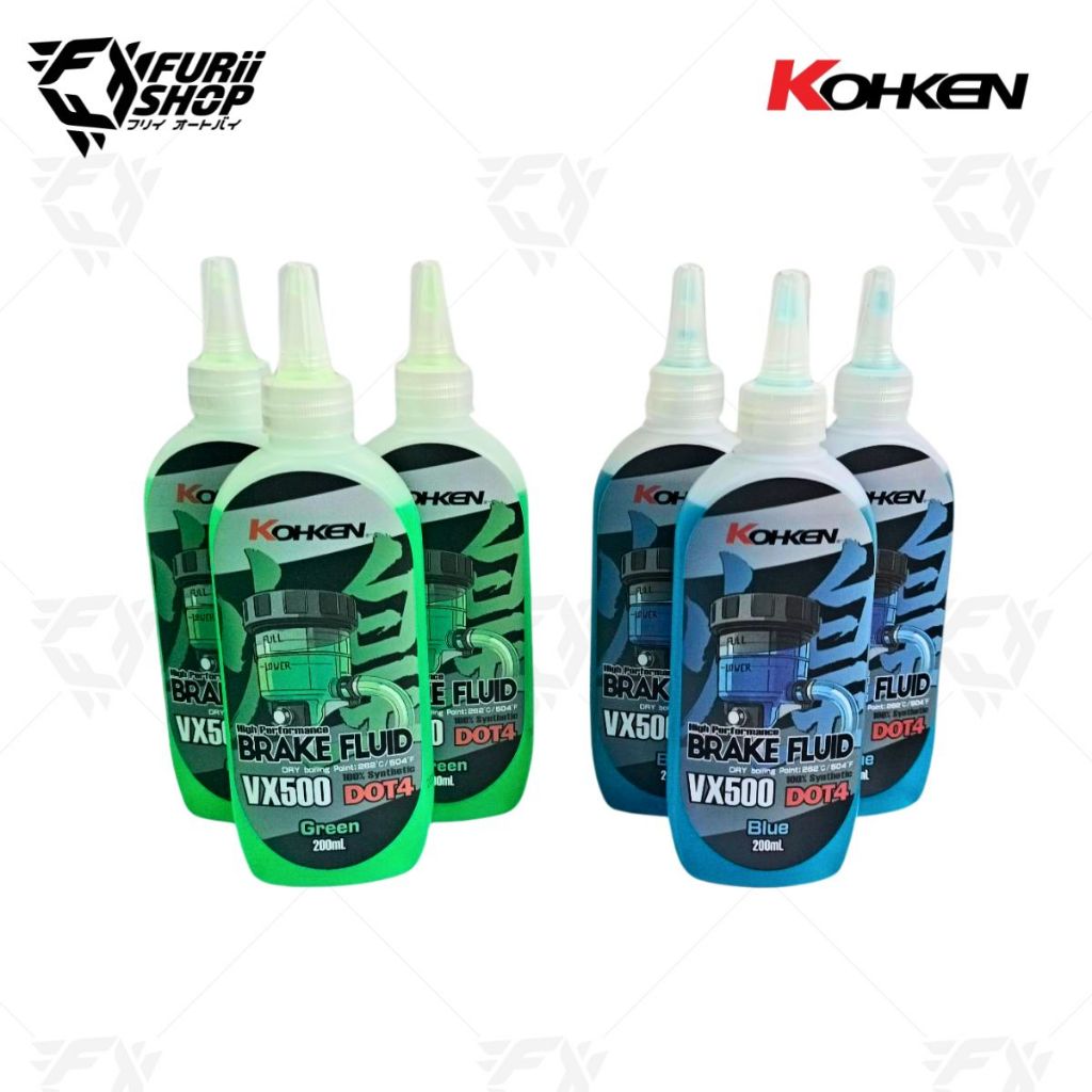 น้ำมันเบรค KOHKEN VX500 DOT4 (Green / Blue) 200ml แท้100%