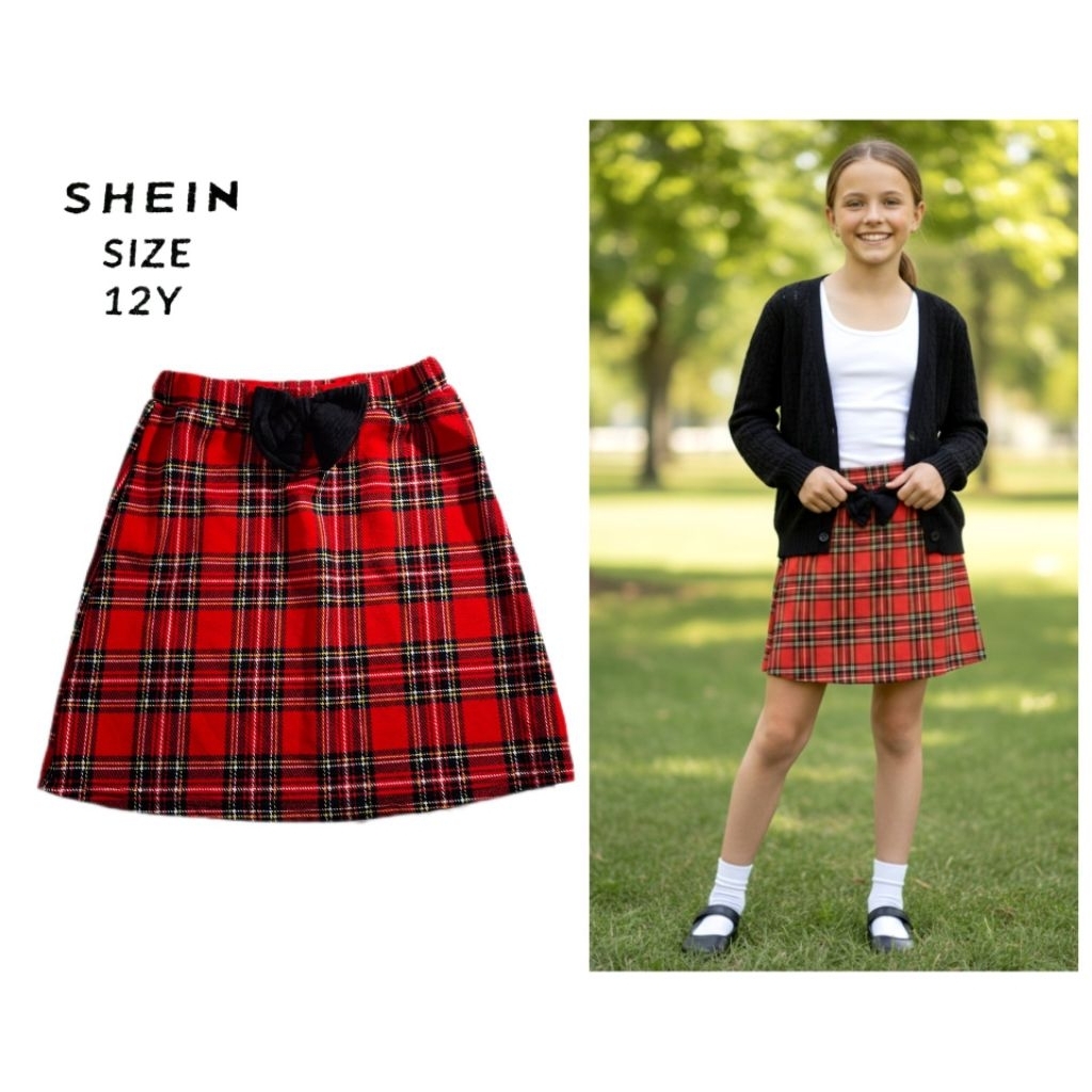 SHEIN 💯 กระโปรงผ้ายืดสำหรับเด็กโต ใช้งานครั้งเดียว