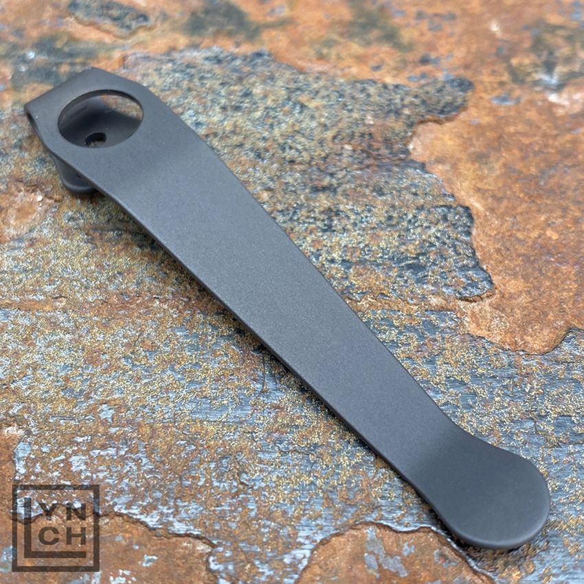 คลิปเหน็บไทเทเนียม Lynch Northwest Spyderco Long Clip, Cerakote Black