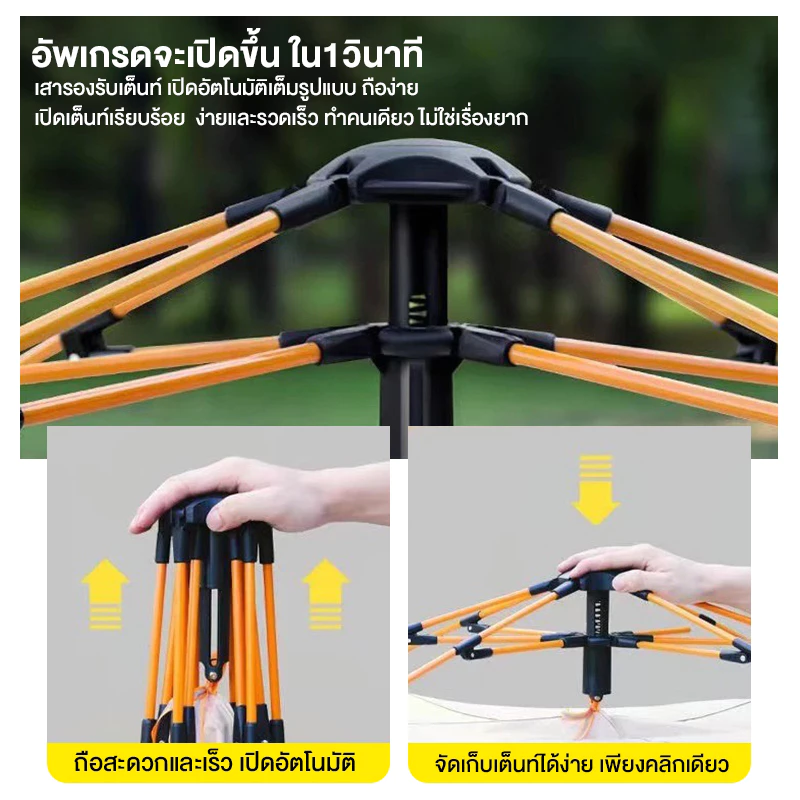 เต็นท์สนามกางอัตโนมัติ สำหรับ 3-4 คน พับได้กันฝน thumbnail 10