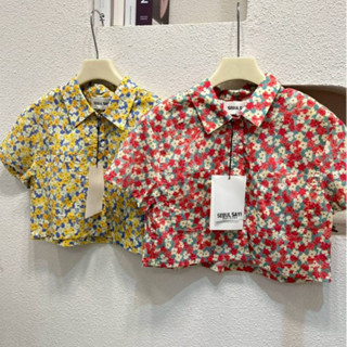 SEOUL SAY flowery crop shirt เสื้อครอปเชิ้ตลายดอก ผ้าคอตตอน