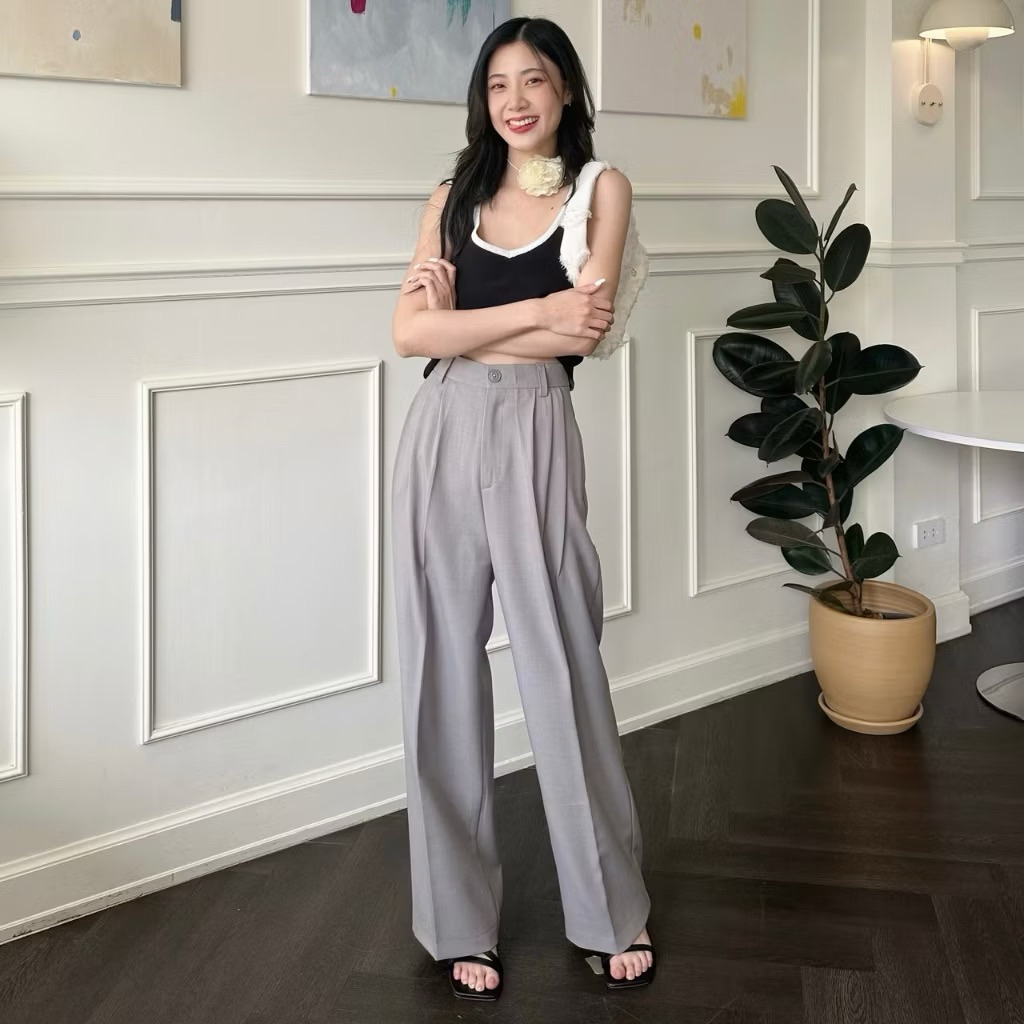 ส่งต่อ กางเกงจาก Beming pants039 รุ่น Clara Pants สี Light Gray - เทาอ่อน Size M