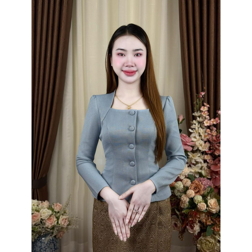 ผ้าฝ้าย เสื้อใส่ไปทำบุญ พร้อมส่งจรา