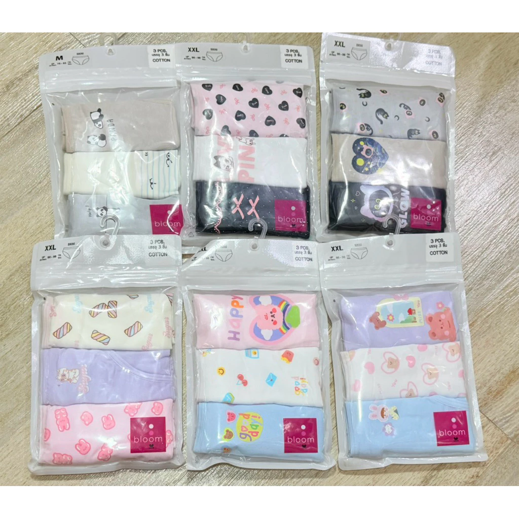 (ร้านคละแบบ ให้เท่านั้น ) Wacoal Bloom Panty Cotton Bikini กางเกงในสำหรับเด็ก Pack 3 รุ่น WU6J33
