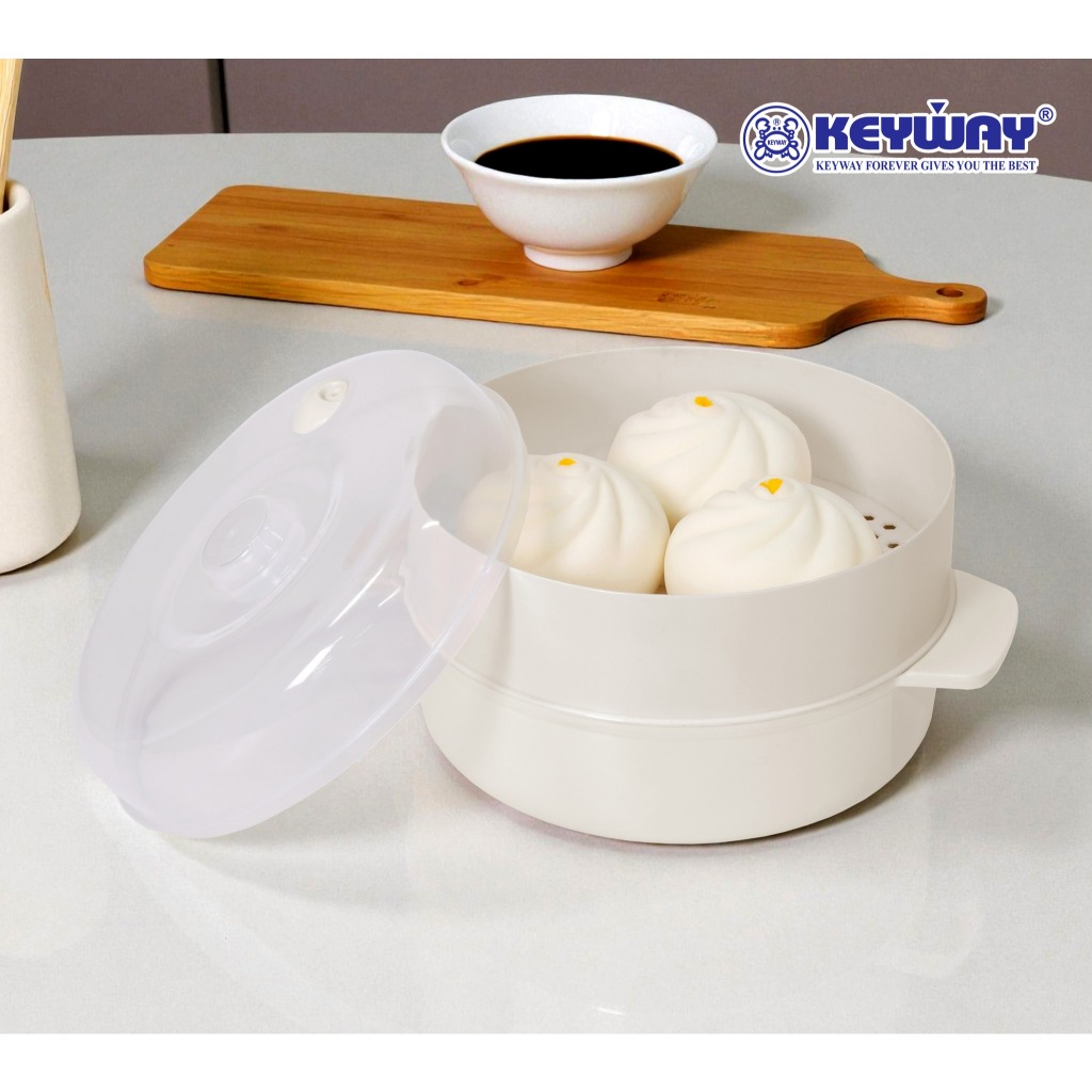 ชามอุ่นอาหาร ถ้วยอุ่นข้าวในไมโครเวฟ ถาดอุ่นอาหาร 2 ชั้น Keyway