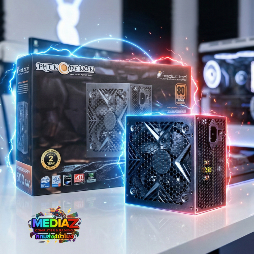 ส่งทันที PSU 80Plus Bronze 500W 550W 650W วัตต์แท้ แบรนดัง AZZA Neolution E-Sport MediaZ PowerSupply
