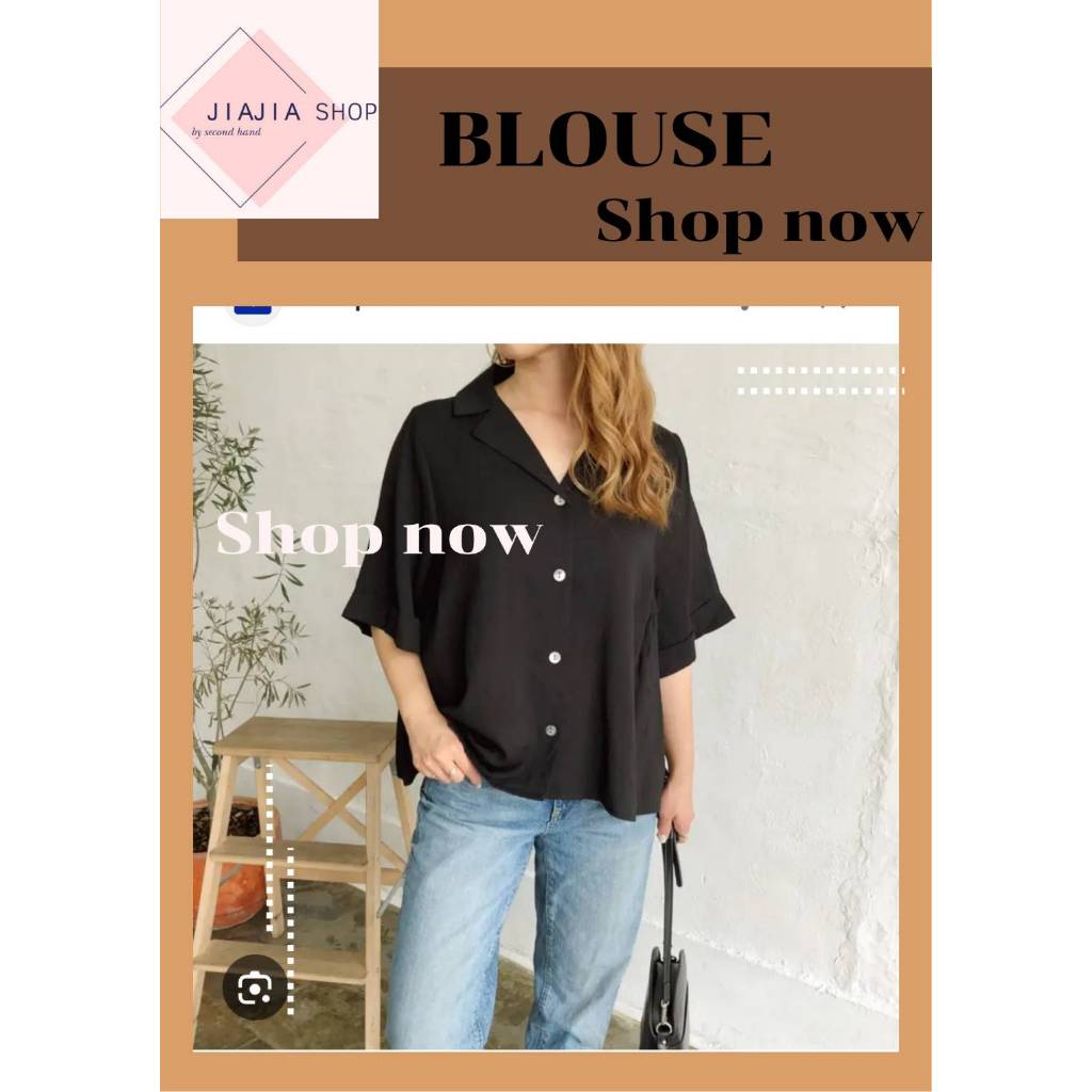 เสื้อเชิ้ตคอเปิดทรงหลวม 🌿 Lax Dan Tia 🌿 (มือสองงานคัด สภาพใหม่)