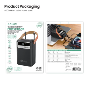 ACMIC พาวเวอร์แบงค์ AP60-03PD PRO/AP80-03PD PRO Powerbank 60000-80000mAh PD22.5W สายในตัว