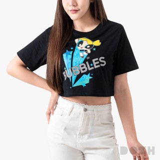 DOSH WOMEN'S CROPPED T-SHIRTS POWERPUFF GIRLS เสื้อยืดครอปผู…