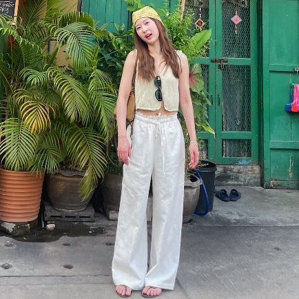 Dressupcorner  กางเกงขายาวผ้าลินิน DCN01243