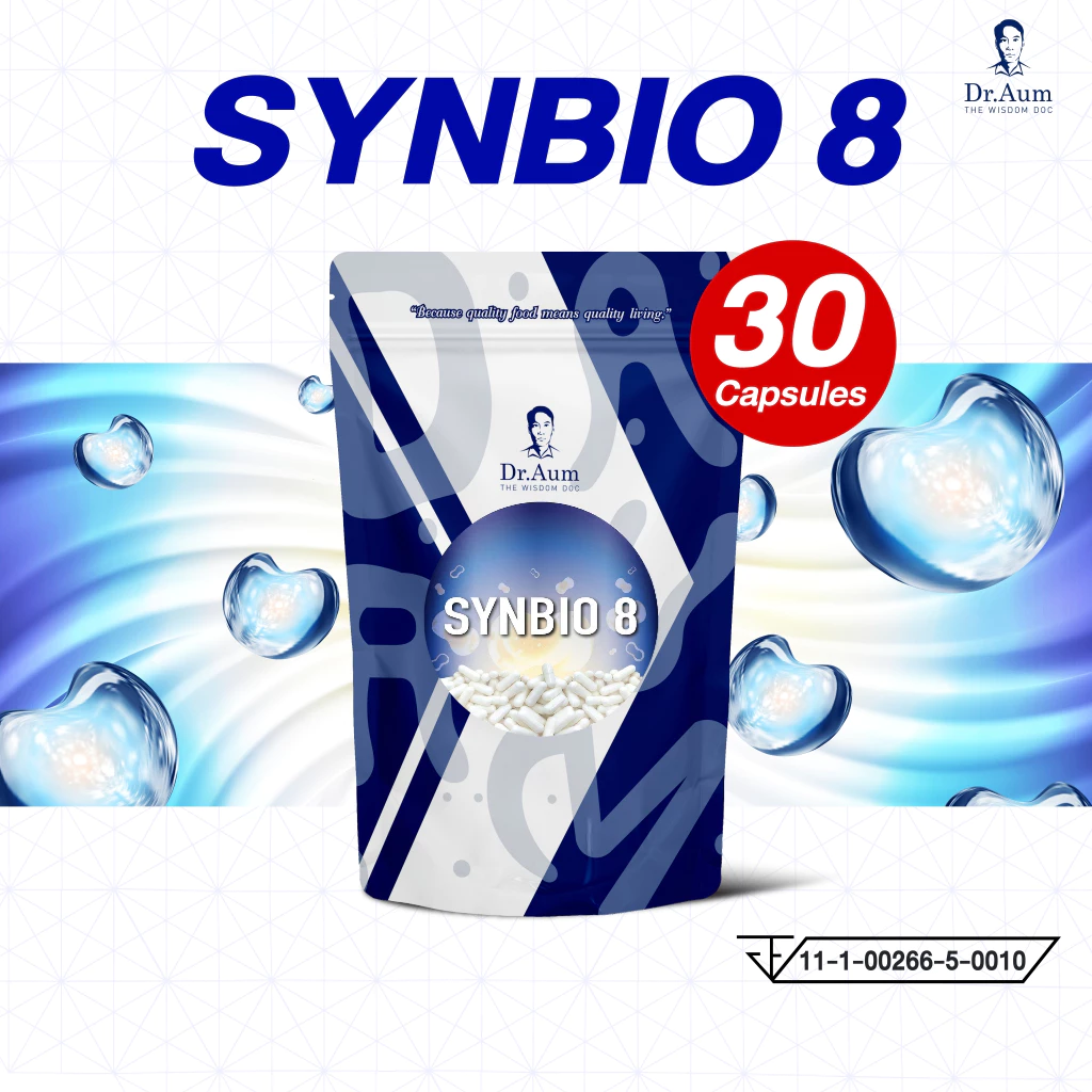 Dr.Aum ซินไบโอติก (โพรไบโอติก + พรีไบโอติก) 30 แคปซูล Dr.Aum Synbiotics Probiotic + Prebiotic 30 capsules 10B CFU/cap