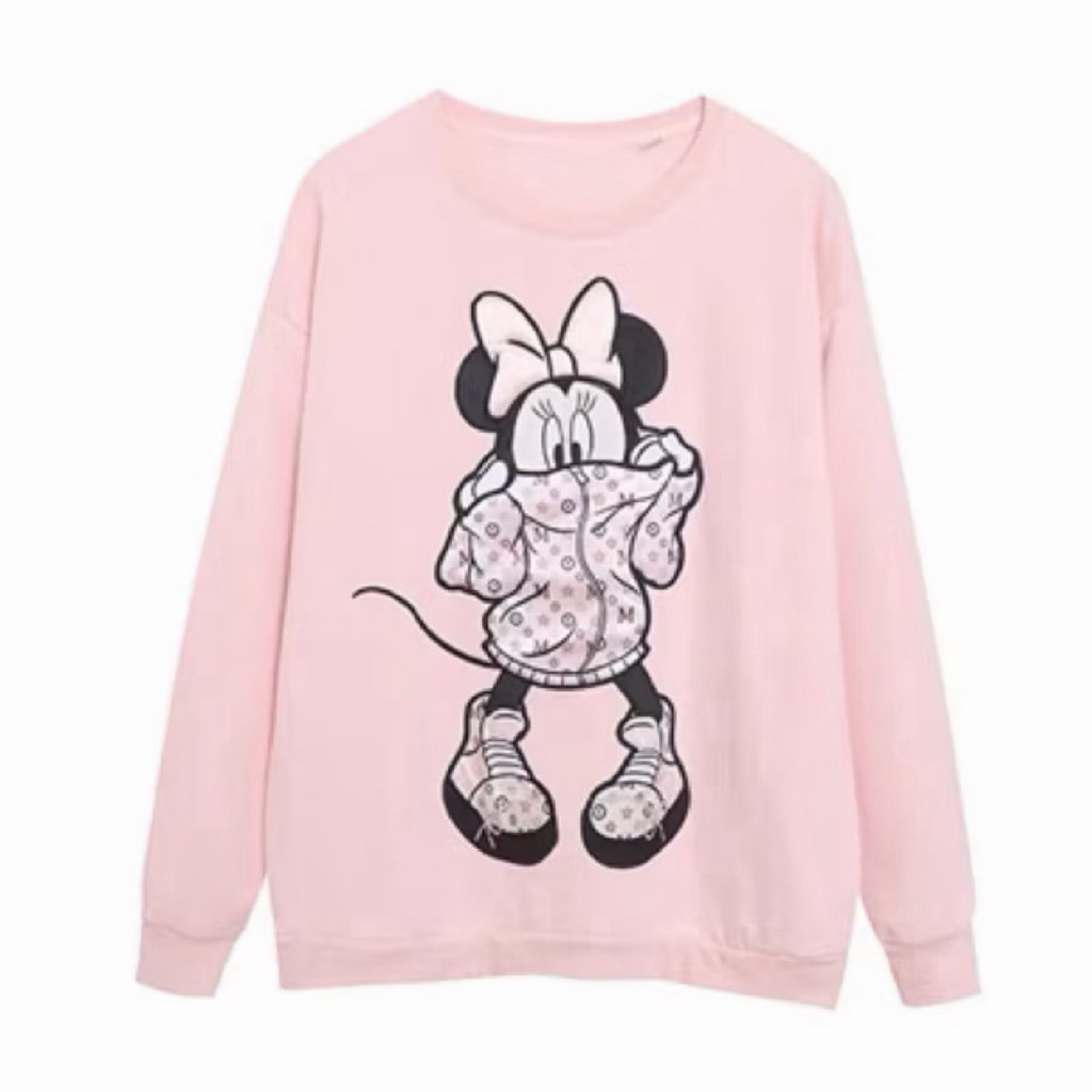 Minnie pink Sweatshirt ลายมินนี่  (TS526）🌸 Mickey & Minnie mouse  sweatshirt 🌸 DISNEY✨ แท้ 💯% Lv fas