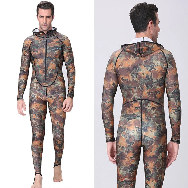 ชุดดำน้ำหนึ่งชิ้น Dive&Sail Camo Dive Spearfishing Wetsuit พร้อมฮูดและป้องกัน UV