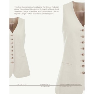 Taupe.brand - Amelia Vest เสื้อกั๊กทรงคอวี เรียบหรูออกแนว wo…
