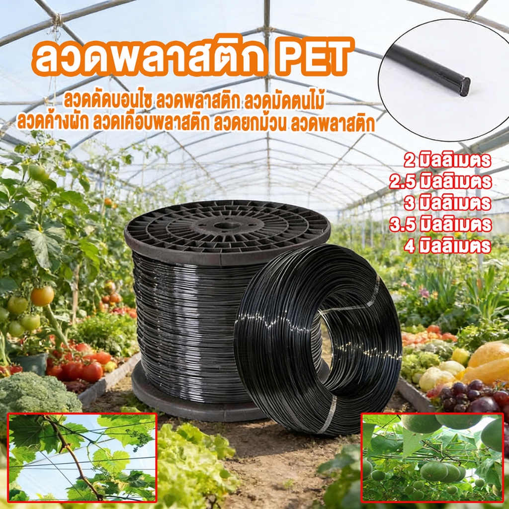 （SLAE）ลวดพลาสติก PET 2mm/2.5mm/3mm/3.5mm/4mm งานเกษตร ลวดดัดบอนไซ ลวดพลาสติก ลวดมัดตนไม้ ลวดค้างผัก ลวดเคือบพลาสติก