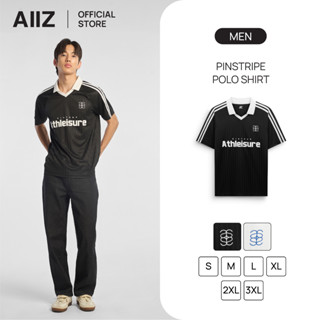 AIIZ เสื้อโปโลคอวีแอคทีฟผู้ชายแขนสั้น AIIZ Men's Pinstripe P…