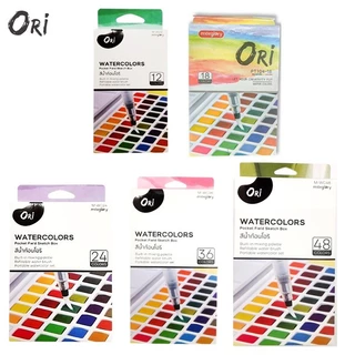 สีน้ำก้อน ตลับ โอริ ORI พร้อมพู่กันแทงค์และฟองน้ำ (ราคาต่อ 1 กล่อง)