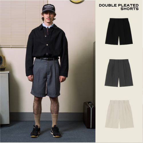 CU [5สี] กางเกงขาสั้น ทรง Bermuda Shorts (Double Pleated)  เอวสูง Classic Shorts