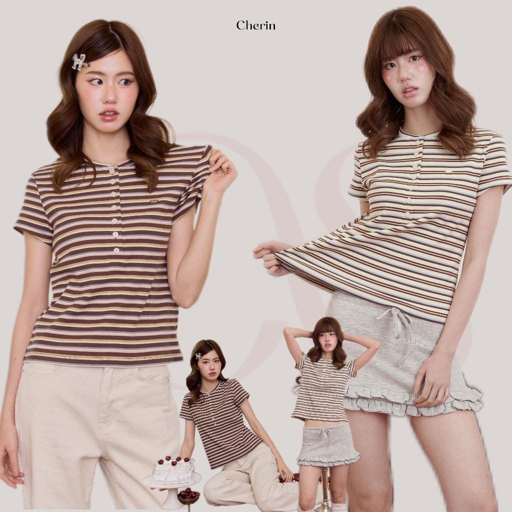 Celebritystyle – CS8 เสื้อยืดแขนสั้นลายทาง พรี ราคาพิเศษ สำหรับพรีเท่านั้น