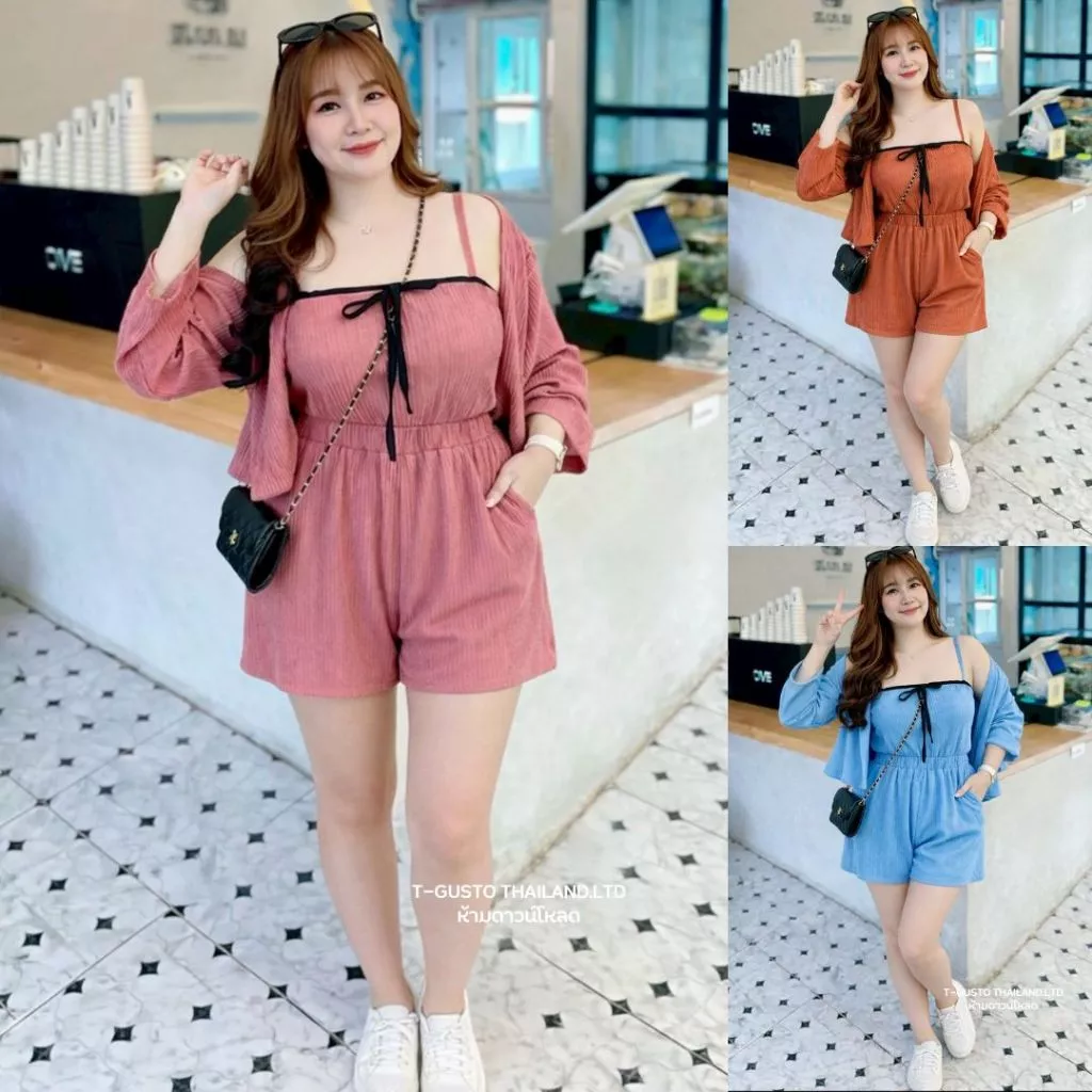 C21ชุดเซตสาวอวบ3ชิ้น งานผ้าท๊อฟฟี่ใส่สบายผ้านิ่ม-น่ารัก